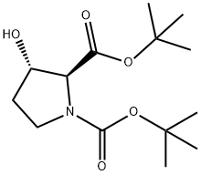 1,2-Pyrrolidinedicarboxylic acid, 3-hydroxy-, 1,2-bis(1,1-dimethylethyl) ester, (2S,3S)- Structure