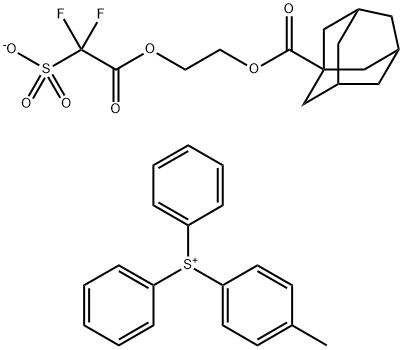 Sulfonium, (4-methylphenyl)diphenyl-, salt with 2-[(2,2-difluoro-2-sulfoacetyl)oxy]ethyl tricyclo[3.3.1.13,7]decane-1-carboxylate Structure