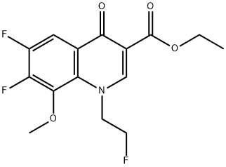 3-Quinolinecarboxylic acid, 6,7-difluoro-1-(2-fluoroethyl)-1,4-dihydro-8-methoxy-4-oxo-, ethyl ester Structure