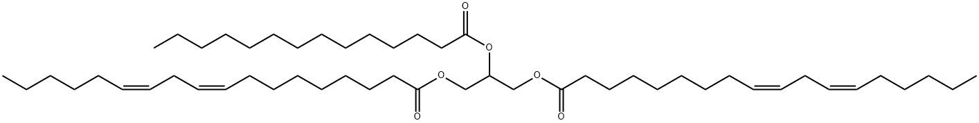 9,12-Octadecadienoic acid (9Z,12Z)-, 1,1'-[2-[(1-oxotetradecyl)oxy]-1,3-propanediyl] ester Structure