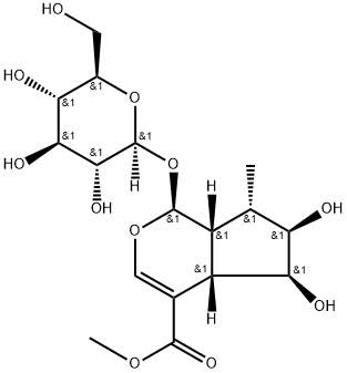 (1S)-1α-(β-D-Glucopyranosyloxy)-1,4aα,5,6,7,7aα-hexahydro-5α,6α-dihydroxy-7β-methylcyclopenta[c]pyran-4-carboxylic acid methyl ester Structure