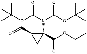 Cyclopropanecarboxylic acid, 1-[bis[(1,1-dimethylethoxy)carbonyl]amino]-2-formyl-, ethyl ester, (1R,2R)- 구조식 이미지