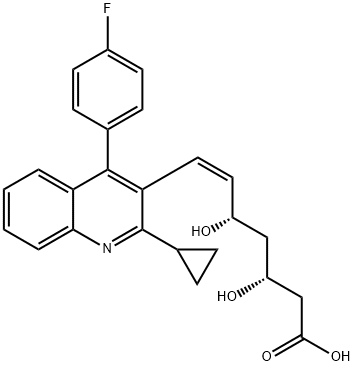 6-Heptenoic acid, 7-[2-cyclopropyl-4-(4-fluorophenyl)-3-quinolinyl]-3,5-dihydroxy-, (3R,5S,6Z)- Structure