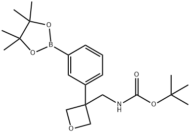 tert-Butyl ((3-(3-(4,4,5,5-tetramethyl-1,3,2-dioxaborolan-2-yl)phenyl)oxetan-3-yl)methyl)carbamate Structure