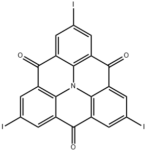 4H,8H,12H-Benzo[1,9]quinolizino[3,4,5,6,7-defg]acridine-4,8,12-trione, 2,6,10-triiodo- Structure