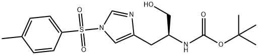 Carbamic acid, N-[(1S)-1-(hydroxymethyl)-2-[1-[(4-methylphenyl)sulfonyl]-1H-imidazol-4-yl]ethyl]-, 1,1-dimethylethyl ester Structure