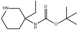 Carbamic acid, N-(3-ethyl-3-piperidinyl)-, 1,1-dimethylethyl ester 구조식 이미지