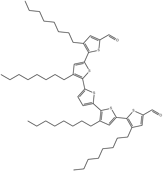 [2,2':5',2'':5'',2''':5''',2''''-Quinquethiophene]-5,5''''-dicarboxaldehyde, 3,3''',3'''',4'-tetraoctyl- Structure