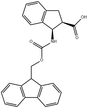 cis-1-(9-H-Fluoren-9-ylmethoxycarbonylamino)-indan-2-carboxylic acid Structure