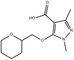 1H-Pyrazole-4-carboxylic acid, 1,3-dimethyl-5-[(tetrahydro-2H-pyran-2-yl)methoxy]- Structure