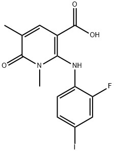 3-Pyridinecarboxylic acid, 2-[(2-fluoro-4-iodophenyl)amino]-1,6-dihydro-1,5-dimethyl-6-oxo- Structure