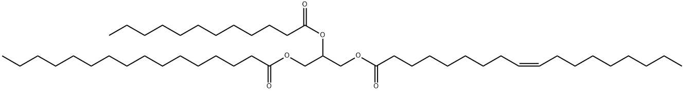 9-Octadecenoic acid (9Z)-, 2-[(1-oxododecyl)oxy]-3-[(1-oxohexadecyl)oxy]propyl ester Structure