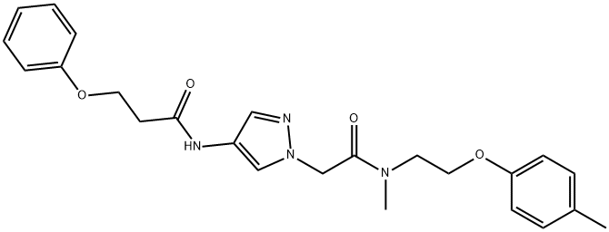 1H-Pyrazole-1-acetamide, N-methyl-N-[2-(4-methylphenoxy)ethyl]-4-[(1-oxo-3-phenoxypropyl)amino]- 구조식 이미지