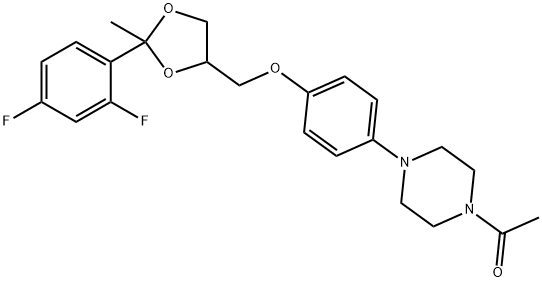 1-[4-[4-[[(2R,4S)-2-(2,4-difluorophenyl)-2-methyl-1,3-dioxolan-4-yl]methoxy]phenyl]piperazin-1-yl]ethanone 구조식 이미지