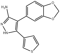 1H-Pyrazol-3-amine, 4-(1,3-benzodioxol-5-yl)-5-(3-thienyl)- Structure