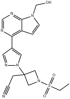 3-Azetidineacetonitrile, 1-(ethylsulfonyl)-3-[4-[7-(hydroxymethyl)-7H-pyrrolo[2,3-d]pyrimidin-4-yl]-1H-pyrazol-1-yl]- 구조식 이미지