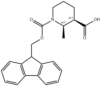 Rel-(2R,3R)-1-(((9H-fluoren-9-yl)methoxy)carbonyl)-2-methylpiperidine-3-carboxylic acid Structure