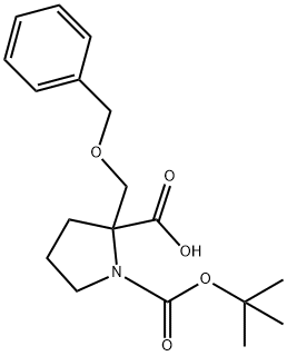 1,2-Pyrrolidinedicarboxylic acid, 2-[(phenylmethoxy)methyl]-, 1-(1,1-dimethylethyl) ester 구조식 이미지
