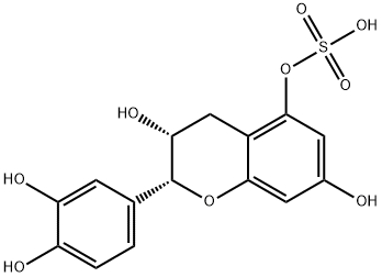 2H-1-Benzopyran-3,5,7-triol, 2-(3,4-dihydroxyphenyl)-3,4-dihydro-, 5-(hydrogen sulfate), (2R,3R)- Structure