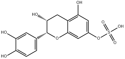 2H-1-Benzopyran-3,5,7-triol, 2-(3,4-dihydroxyphenyl)-3,4-dihydro-, 7-(hydrogen sulfate), (2R,3R)- Structure