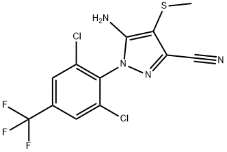 1H-Pyrazole-3-carbonitrile, 5-amino-1-[2,6-dichloro-4-(trifluoromethyl)phenyl]-4-(methylthio)- Structure