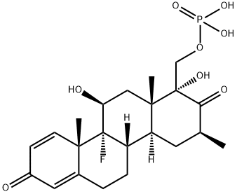 2,8-Chrysenedione, 10b-fluoro-1,3,4,4a,4b,5,6,10a,10b,11,12,12a-dodecahydro-1,11-dihydroxy-3,10a,12a-trimethyl-1-[(phosphonooxy)methyl]-, (1R,3S,4aS,4bS,10aS,10bR,11S,12aS)- 구조식 이미지