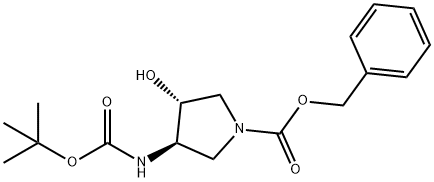 (3R,4R)-3-tert-Butoxycarbonylamino-4-hydroxy-pyrrolidine-1-carboxylic acid benzyl ester Structure