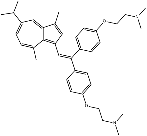 Ethanamine, 2,2'-[[2-[3,8-dimethyl-5-(1-methylethyl)-1-azulenyl]ethenylidene]bis(4,1-phenyleneoxy)]bis[N,N-dimethyl- 구조식 이미지