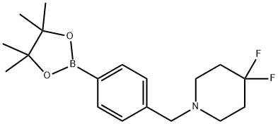 Piperidine, 4,4-difluoro-1-[[4-(4,4,5,5-tetramethyl-1,3,2-dioxaborolan-2-yl)phenyl]methyl]- Structure