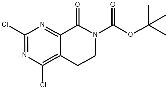 Pyrido[3,4-d]pyrimidine-7(6H)-carboxylic acid, 2,4-dichloro-5,8-dihydro-8-oxo-, 1,1-dimethylethyl ester Structure