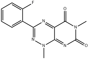 Pyrimido[5,4-e]-1,2,4-triazine-5,7(1H,6H)-dione, 3-(2-fluorophenyl)-1,6-dimethyl- 구조식 이미지