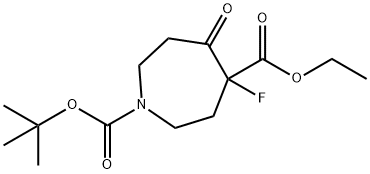 1H-Azepine-1,4-dicarboxylic acid, 4-fluorohexahydro-5-oxo-, 1-(1,1-dimethylethyl) 4-ethyl ester Structure