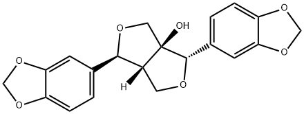 1H,3H-Furo[3,4-c]furan-3a(4H)-ol, 1,4-bis(1,3-benzodioxol-5-yl)dihydro-, (1S,3aS,4S,6aR)- Structure