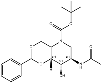 2-Acetamido-4,6-O-benzylidene-N-Boc-1,2,5-trideoxy-1,5-imino-D-glucitol Structure