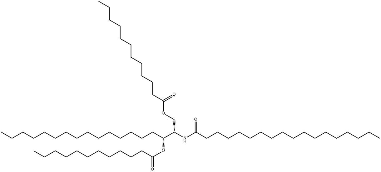 Dodecanoic acid, 1,1'-[(1R,2S)-2-[(1-oxooctadecyl)amino]-1-pentadecyl-1,3-propanediyl] ester Structure