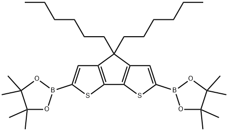 2,2'-(4,4-Dihexyl-4H-cyclopenta[1,2-b:5,4-b']dithiophene-2,6-diyl)bis(4,4,5,5-tetramethyl-1,3,2-dioxaborolane) Structure