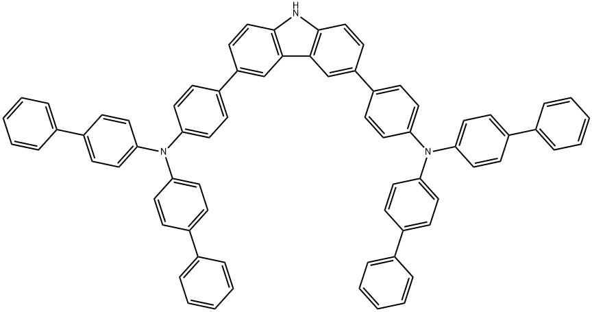 N4, N4 '-(9H-carbazole-3, 6-BIS-4, 1-biphenyl) BIS[ N-[ 1,1 '-benzyl] -4-yl-[ 1,1 '-biphenyl] -4-amine. 구조식 이미지