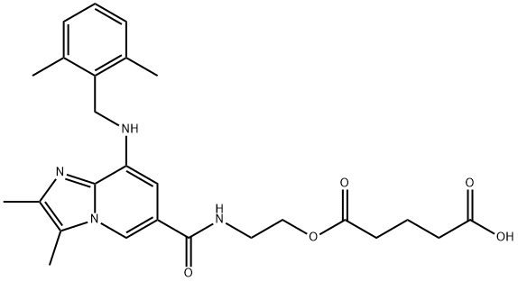 Pentanedioic acid, 1-[2-[[[8-[[(2,6-dimethylphenyl)methyl]amino]-2,3-dimethylimidazo[1,2-a]pyridin-6-yl]carbonyl]amino]ethyl] ester Structure