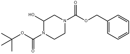 1,4-Piperazinedicarboxylic acid, 2-hydroxy-, 1-(1,1-dimethylethyl) 4-(phenylmethyl) ester Structure