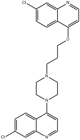 Quinoline, 7-chloro-4-[4-[3-[(7-chloro-4-quinolinyl)oxy]propyl]-1-piperazinyl]- Structure