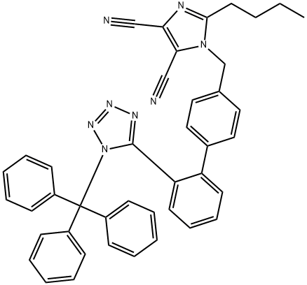 1H-Imidazole-4,5-dicarbonitrile, 2-butyl-1-[[2'-[1-(triphenylmethyl)-1H-tetrazol-5-yl][1,1'-biphenyl]-4-yl]methyl]- Structure