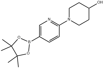 4-Piperidinol, 1-[5-(4,4,5,5-tetramethyl-1,3,2-dioxaborolan-2-yl)-2-pyridinyl]- Structure