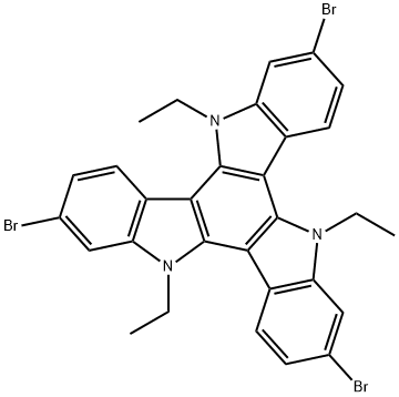 5H-Diindolo[3,2-a:3',2'-c]carbazole, 2,7,12-tribromo-5,10,15-triethyl-10,15-dihydro- 구조식 이미지