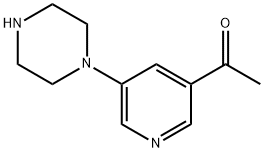 Ethanone, 1-[5-(1-piperazinyl)-3-pyridinyl]- Structure