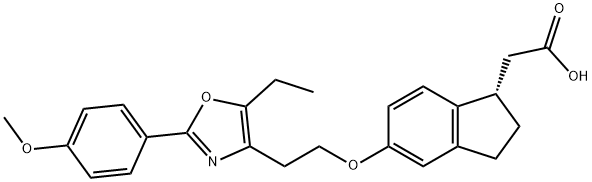 1H-Indene-1-acetic acid, 5-[2-[5-ethyl-2-(4-methoxyphenyl)-4-oxazolyl]ethoxy]-2,3-dihydro-, (1S)- Structure