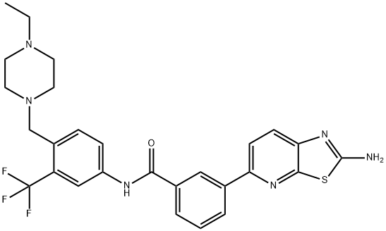 Benzamide, 3-(2-aminothiazolo[5,4-b]pyridin-5-yl)-N-[4-[(4-ethyl-1-piperazinyl)methyl]-3-(trifluoromethyl)phenyl]- Structure