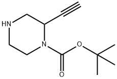 1-Piperazinecarboxylic acid, 2-ethynyl-, 1,1-dimethylethyl ester 구조식 이미지