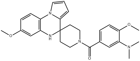 [3-(Dimethylamino)-4-methoxyphenyl](7'-methoxy-1H,5'H-spiro[piperidine-4,4'-pyrrolo[1,2-a]quinoxalin]-1-yl)methanone 구조식 이미지