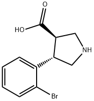 3-Pyrrolidinecarboxylic acid, 4-(2-bromophenyl)-, (3R,4S)- 구조식 이미지