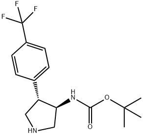 Carbamic acid, N-[(3R,4S)-4-[4-(trifluoromethyl)phenyl]-3-pyrrolidinyl]-, 1,1-dimethylethyl ester Structure